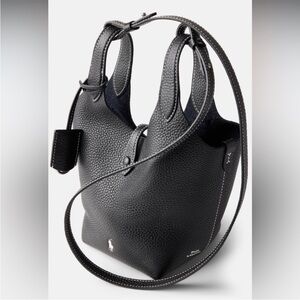 POLO Ralph Lauren Play Leather SMALL Tote & Crossbody BLACK